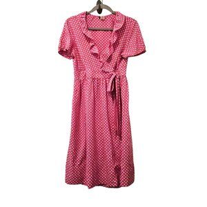 J.Crew Fontana Pink Silk Ruffled Short Sleeve Wrap Dress Womens 10